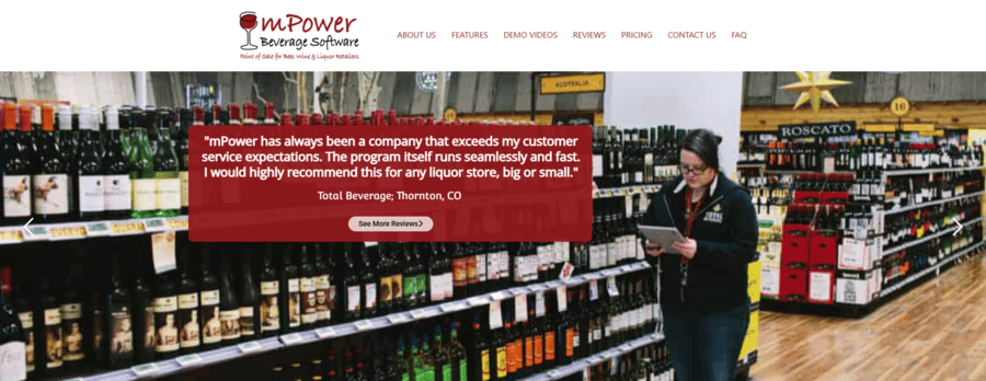 Screenshot of mPower Beverage POS’ homepage